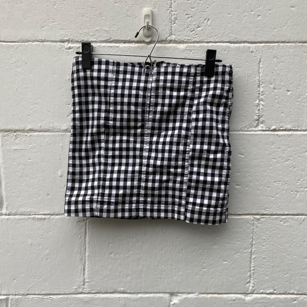 Free People Black and White Checkered Skirt